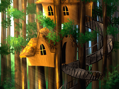 Home away from home forest illustration treehouse woods
