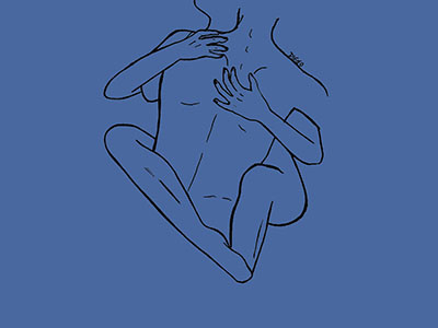 Flames so hot that they turn blue I back boy couple drawing girl hair hands illustration intimate legs man woman