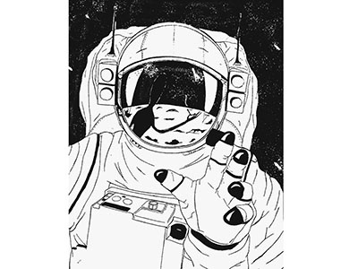 Major Tom alien art artist astronaut david bowie diego la diabla drawing illustration joint major tom smoke