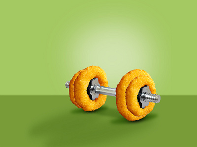 Dumbbell design dumbbell fast food graphic manipulation onion onion ring photograph rings