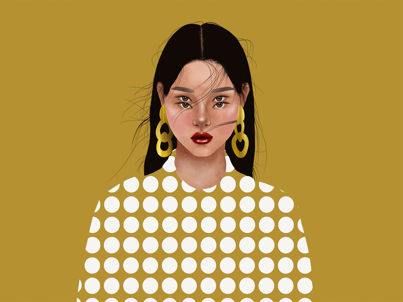 ...dots polka animated gif animation artist gif gif animated hair illustration illustration art portrait portrait illustration woman