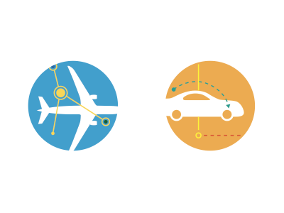 Icon studies bright car circle color data icon lines plane