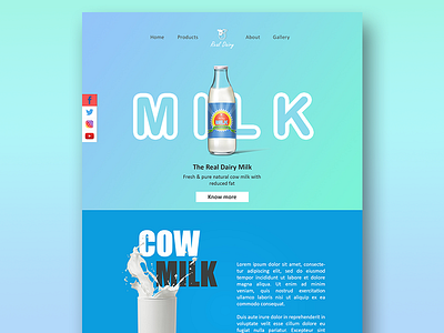 Landing Page Design for Milk Bottle Product