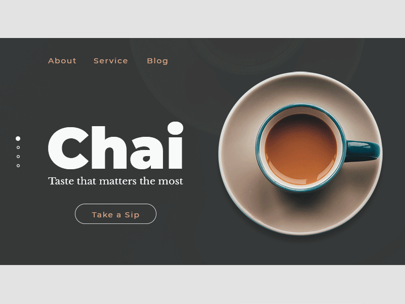 A UI design for a tea venture website.