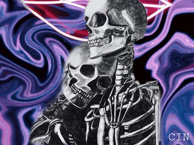 FOREVER LOVERS art dead digitalart esqueletton illustration love