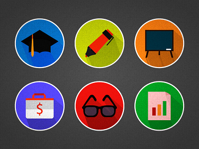 Flat icons for a web app flat glasses icon long shadow student teacher