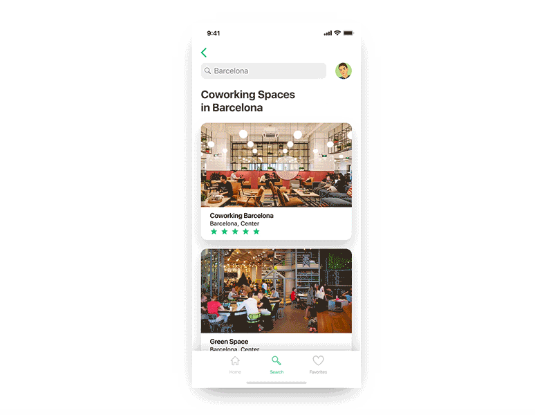 Coworking Spaces App Concept