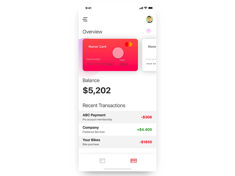 Wallet App app bank credit cards invision studio ios iphonex native prototype ui ux