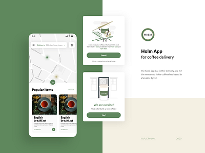 Holm café delivery app application brew coffee coffee app coffee shop dailyui design design caffeine mobile app mobile ui order food ui uidail uidesign ux