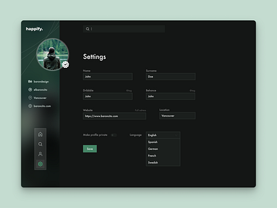 #DailyUI 9 - Settings UI