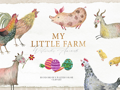 Little Farm Watercolor Clipart