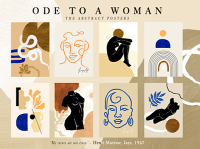 Ode to a woman Postcard Set abstract face abstract shapes aesthetic collage creator decor fashion female girl handmade illustrations line art modern postcard set printable stylish textures trendy woman body woman figures