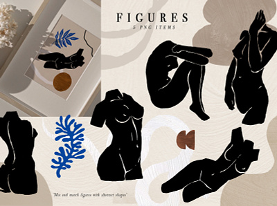 Ode to a woman Postcard Set abstract face abstract shapes aesthetic collage creator decor fashion female girl handmade illustrations line art modern postcard set printable stylish textures trendy woman body woman figures