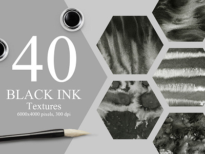 40 Black Ink Textures background black brush gray ink marble ombre texture wash watercolor wet white