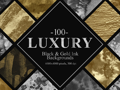 100 Luxury Black&Gold Ink Textures