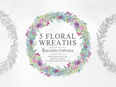 FREE Floral Wreaths background beautiful bright colorful decorative flora flower girlish high resolution illustration invitaion pastel color pretty texture watercolor watercolor clipart watercolor flowers wedding white wreaths