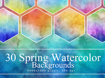 30 Spring Watercolor Backgrounds abstract art backdrop background brush card decorative design digital paper element ink invitation modern packaging painting texture textures wash watercolor wet