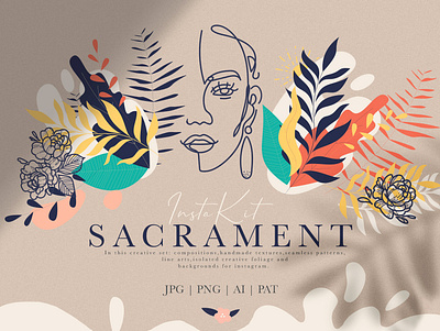 Sacrament Insta Kit abstract art background branding clip art colorful decorative design foliage icon illustration illustrator instagram line art logo paint texture typography vector wrapping paper