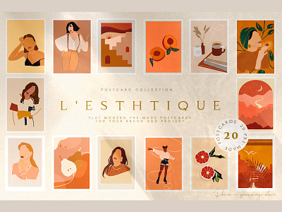 L'esthetique Modern Collection abstract artboard beautiful illustration branding clipart contemporary design frame illustration instagram posts instagram stories interior modern package postcards print seamless pattern stationary vector woman