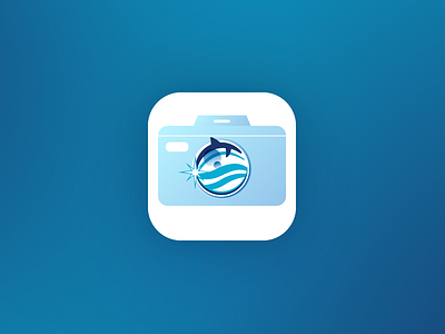 Delphinus Photo Memories App Icon app blue camera design dolphins gradients icon ios iphone vector
