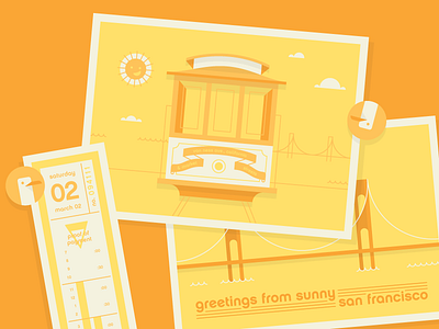 Postcards and Whatnot bridge illustration line postcard san francisco sun trolley