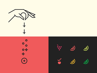Tiny bits of an old dead thing dissolve fruit hand icons illustration instructions sparkles