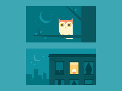 Just a couple of night owls blue illustration moon night not sleeping owl really blue skyline sleep
