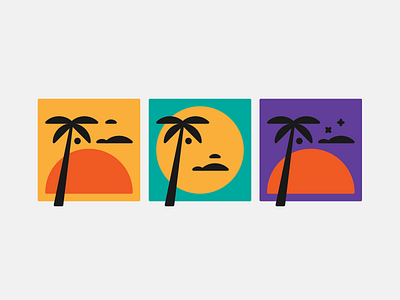 A Day circles color illustration palm tree shapes sun sunrise sunset