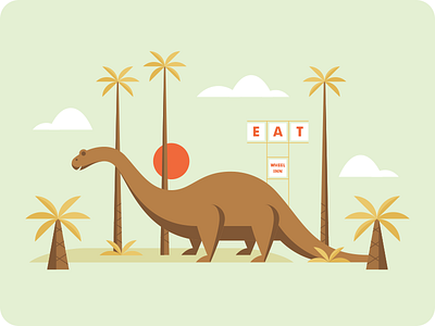 Dinny the Dino!!! cabazon california dinny dino dinosaur eat illustration palm springs palm trees pee wee herman
