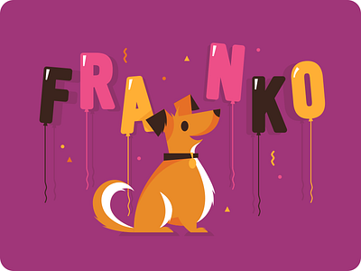 Franko! balloons birthday confetti dog franko illustration party time