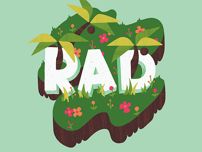 Rad flowers hand lettering illustration island lettering palm trees paradise rad radical tropical