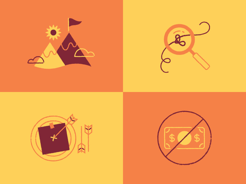 Concept Exploration Rejects, pt. II darts free iconography icons illustration knot magnifying glass money mountain spot illustrations sun target