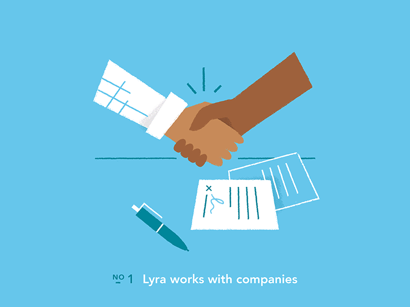 Lyra Health — Providers character art character design contract handshake health icons illustration infographic mental health waving