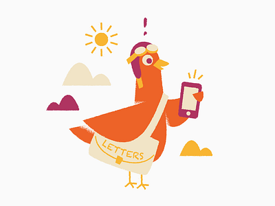 Multitasking carrier pigeon alert bird carrier pigeon character goggles help scout illustration mail pigeon