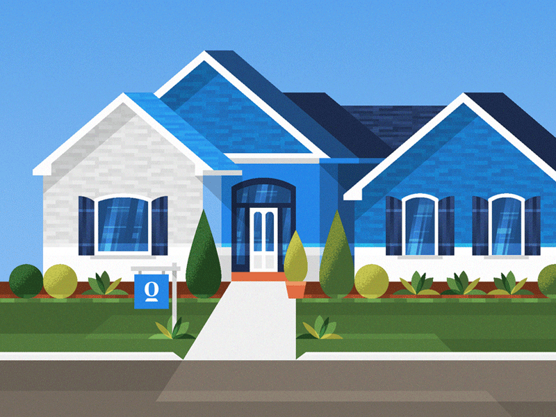 House for sale! blue for sale home house illustration opendoor plants realty trees