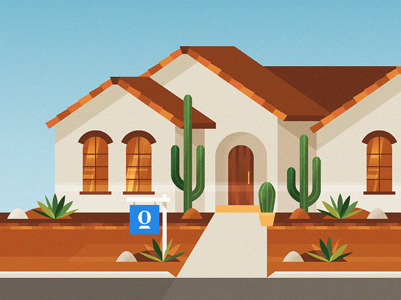 PHX → TPA cactus florida for sale home house illustration opendoor palm tree phoenix real estate tampa
