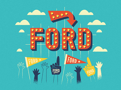 FORD FORD FORD christine blasey ford clouds foam finger ford illustration pennant sign signage sports fans typography