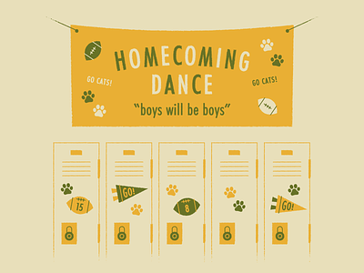 Boys will be boys boys boys will be boys football high school homecoming illustration kavanaugh lockers pennant typography