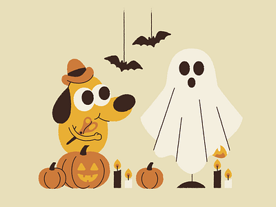 Costume’s finished! bats costume dog fire ghost halloween illustration jack o lantern pumpkin scissors this is fine