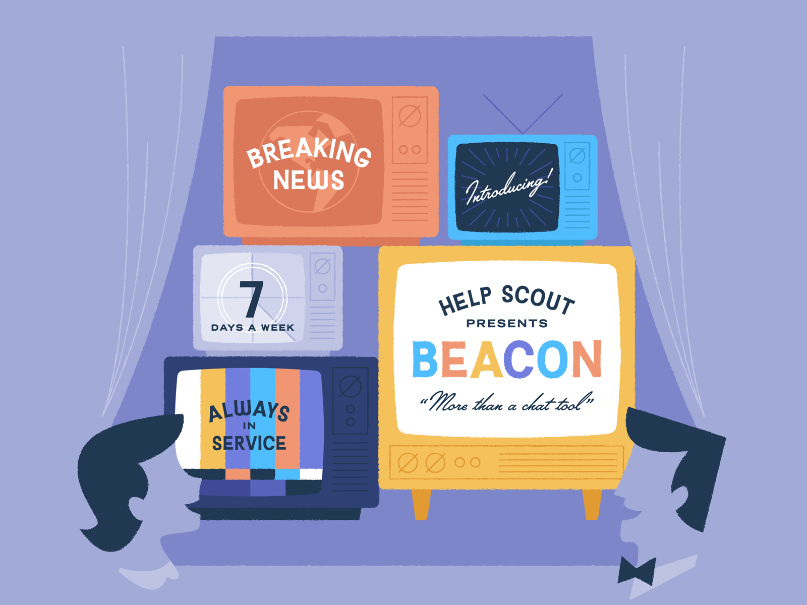 (Re)Introducing Beacon! character chat help scout illustration mid-century retro television tv typography vintage