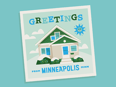 November Update greetings house illustration minneapolis minnesota november postcard snow typography winter