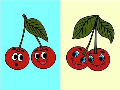 Cartoon funny cherries branding cartoon coloring book design graphic design illustration vector
