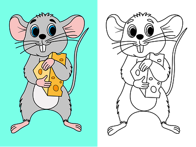 Cute cartoon mouse with a piece of cheese branding cartoon design funny mouse graphic design honey illustration vector