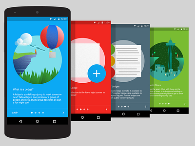 LocalLedge Intro Screens android chat flat google illustrations material social tutorial