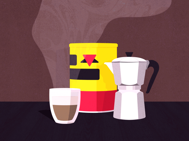 Coffee animation bustelo cafe coffee coffee pot espresso illustration moka smoke steam subtle texture