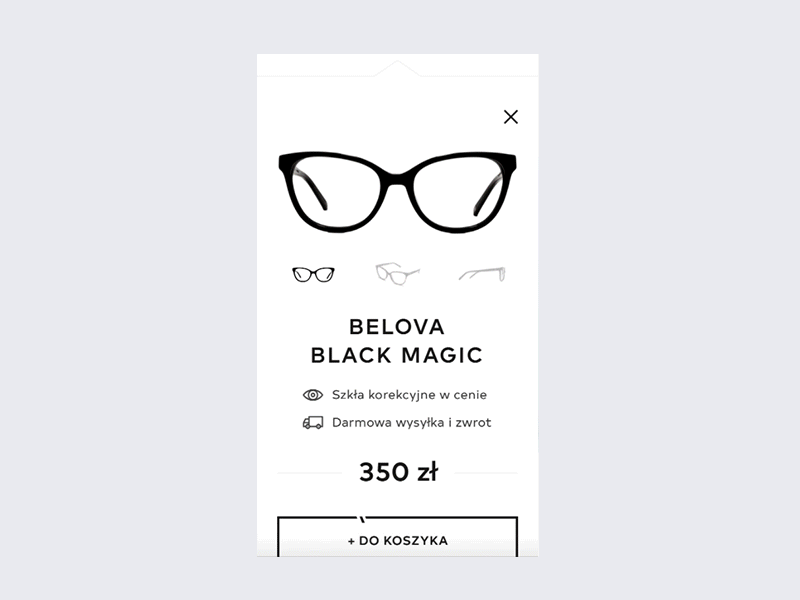 Muscat Mobile Motion eyewear flat landing product ui ux