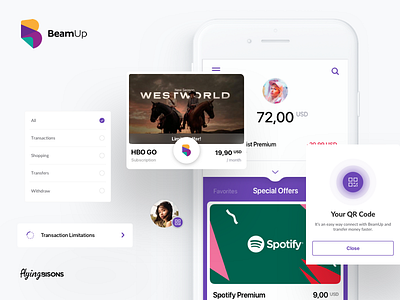 BeamUp Case Study app behance case finance fintech mobile ui ux wallet