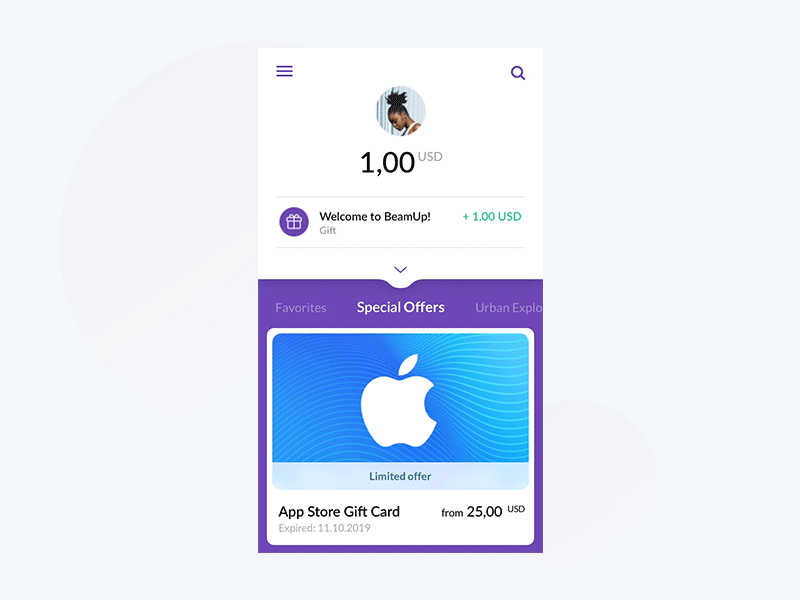 Beam Motion 2 app finance fintech ui ux