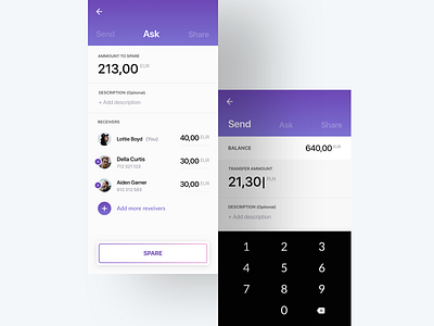 BeamUp Send/Ask app finance fintech login ui ux