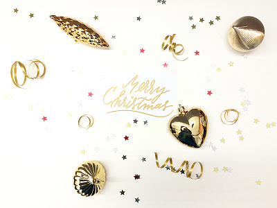 A Very Metallic Christmas christmas confetti gold hand lettering holidays lettering ornaments